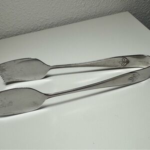 Reed & Barton‎ Ribbon Silver Salad Serving Tongs